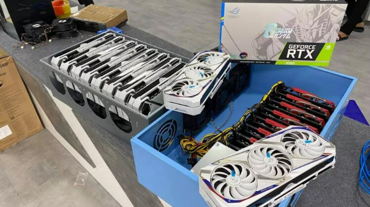 Rare Gundam themed RTX 3080 GPUs being built into a mining rig caused a stir online.